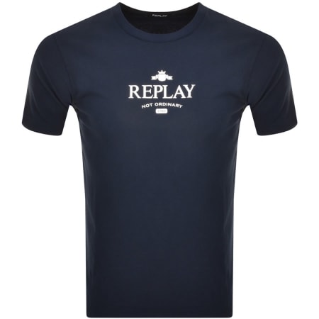 Product Image for Replay Logo Crew Neck T Shirt Navy