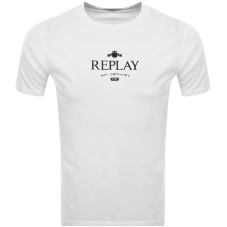 Product Image for Replay Logo Crew Neck T Shirt White