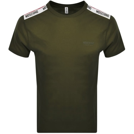 Product Image for Moschino Taped Logo Short Sleeved T Shirt Khaki