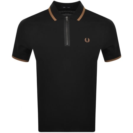 Product Image for Fred Perry Half Zip Polo T Shirt Black