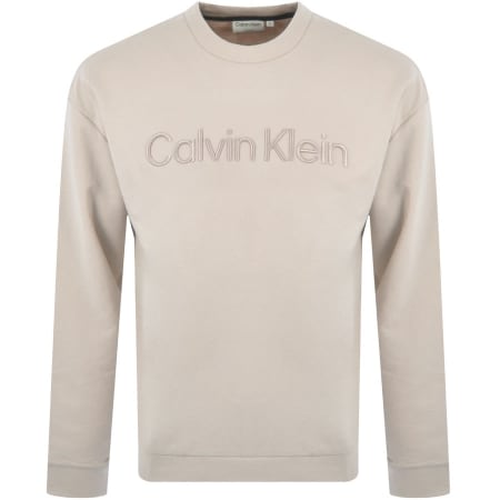 Product Image for Calvin Klein Logo Crew Neck Sweatshirt Beige