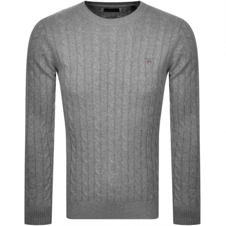 Product Image for Gant Cable Knit Jumper Grey
