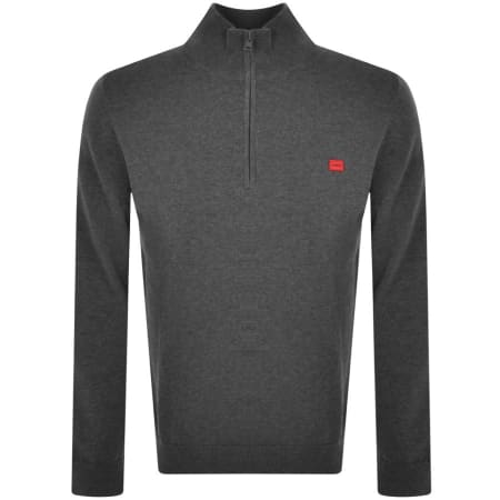 Product Image for HUGO San Qunitus Half Zip Knit Jumper Grey
