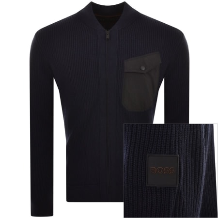 Product Image for BOSS Korton Full Zip Knit Jumper Navy