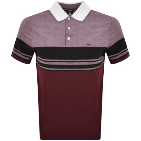 Product Image for Michael Kors Striped Polo T Shirt Burgundy