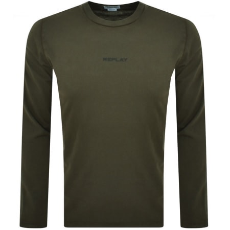 Product Image for Replay Long Sleeve Crew Neck T Shirt Khaki