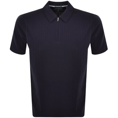 Product Image for Ted Baker Textured Zip Polo T Shirt Navy