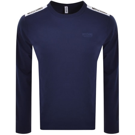 Product Image for Moschino Taped Logo Long Sleeved T Shirt Navy