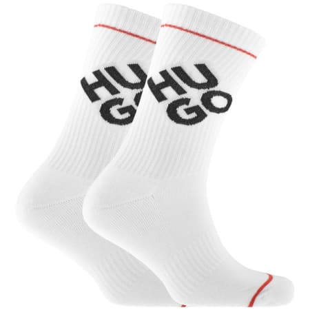 Product Image for HUGO 2 Pack Logo Socks White