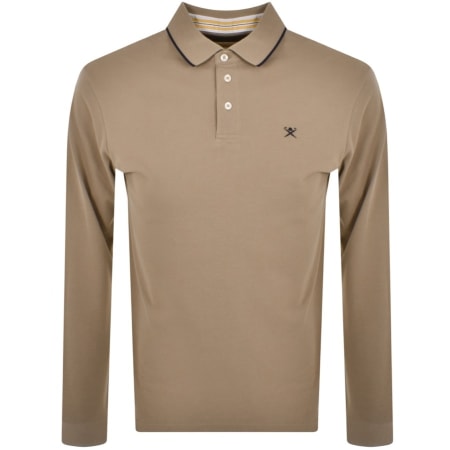 Product Image for Hackett Long Sleeved Logo Polo T Shirt Beige
