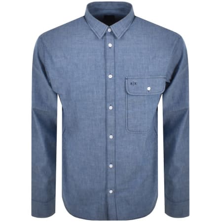 Product Image for Armani Exchange Long Sleeved Loose Shirt Blue