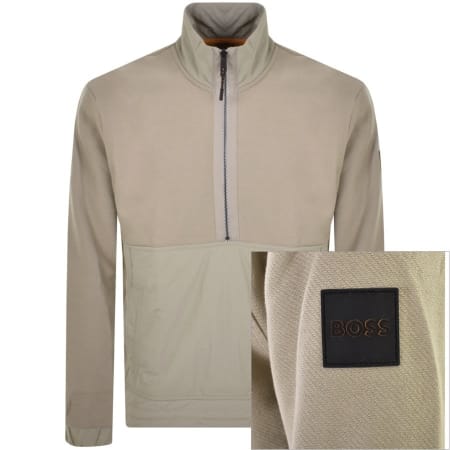 Product Image for BOSS Half Zip Zetwill Sweatshirt Beige