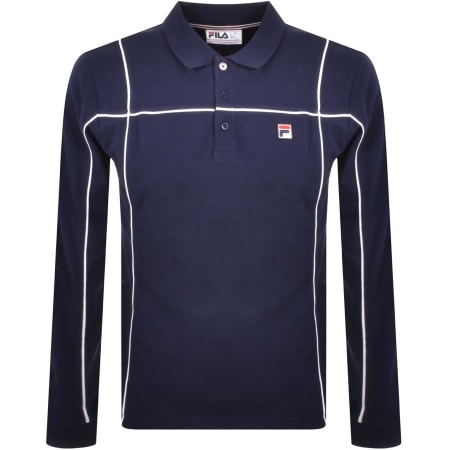 Product Image for Fila Vintage Long Sleeve Tolan Polo T Shirt Navy