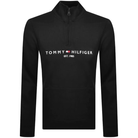 Product Image for Tommy Hilfiger Half Zip Logo Sweatshirt Black