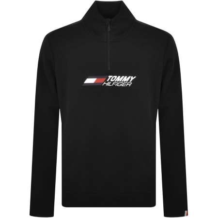Product Image for Tommy Hilfiger Half Zip Logo Sweatshirt Black