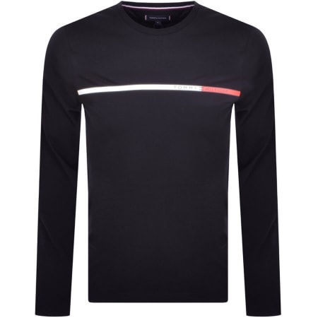 Product Image for Tommy Hilfiger Chest Stripe Logo T Shirt Navy