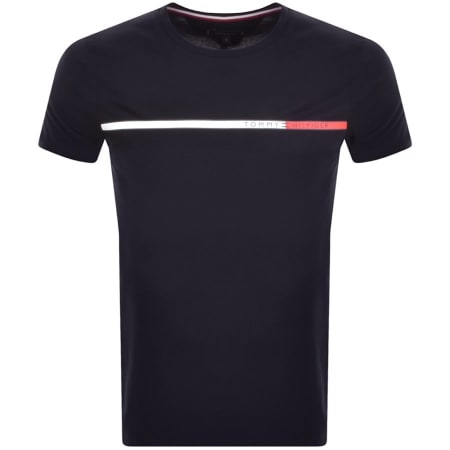 Product Image for Tommy Hilfiger Chest Stripe Logo T Shirt Navy