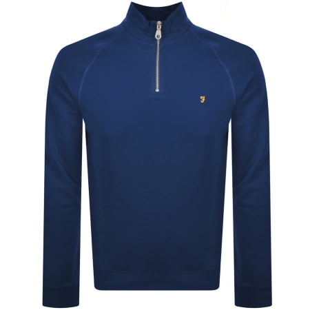 Product Image for Farah Vintage Jim Half Zip Sweatshirt Blue