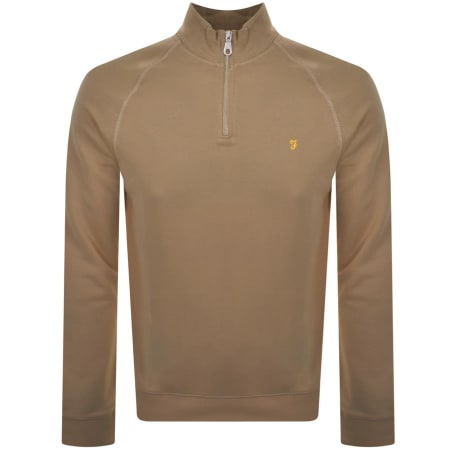Product Image for Farah Vintage Jim Half Zip Sweatshirt Beige