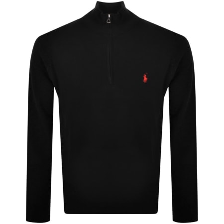 Product Image for Ralph Lauren Half Zip Waffle Knit Jumper Black