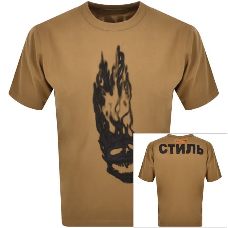 Product Image for Heron Preston Flaming Skull T Shirt Brown