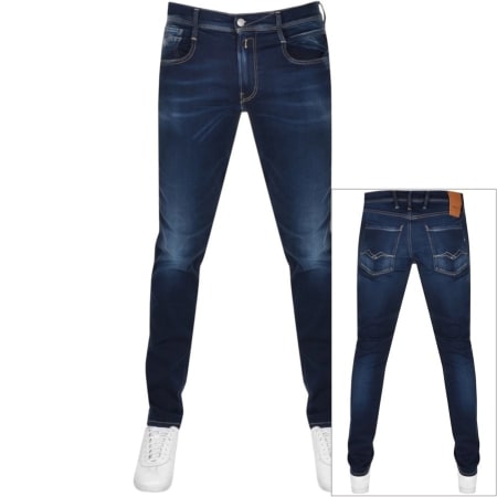 Product Image for Replay Anbass Hyperflex Mid Wash Jeans Blue