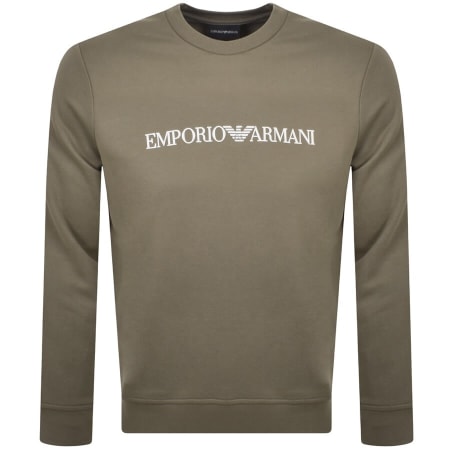 Product Image for Emporio Armani Crew Neck Logo Sweatshirt Khaki