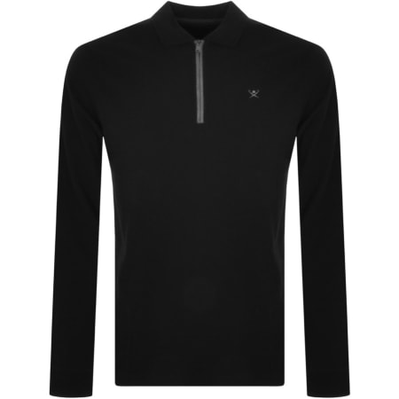 Product Image for Hackett Long Sleeved Half Zip Polo T Shirt Black