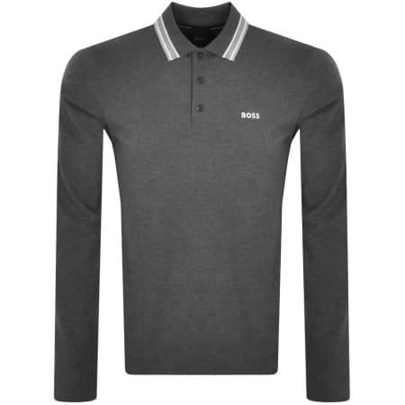 Product Image for BOSS Plisy Long Sleeved Polo T Shirt Grey