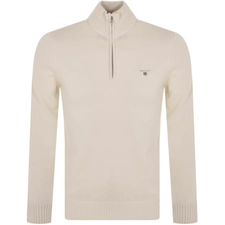 Product Image for Gant Half Zip Knit Jumper Cream