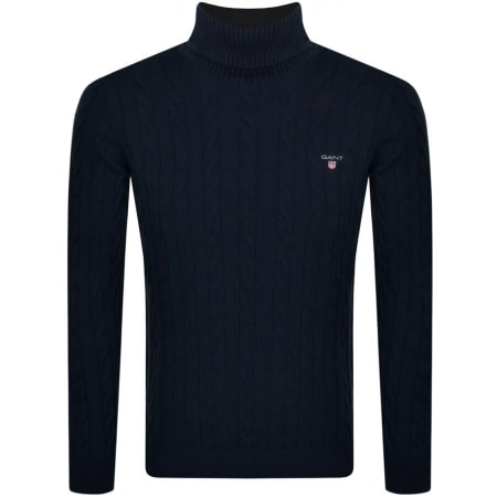 Product Image for Gant Roll Neck Cable Knit Jumper Navy