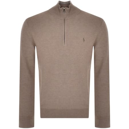 Product Image for Ralph Lauren Half Zip Waffle Knit Jumper Brown