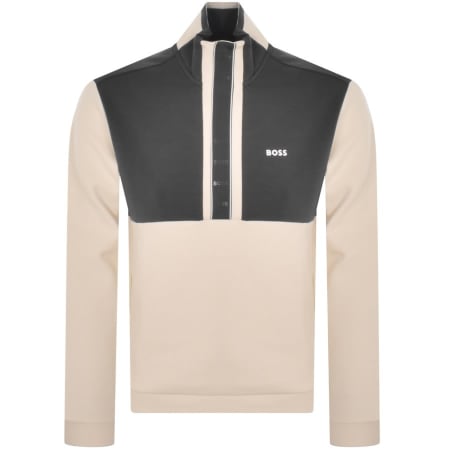 Product Image for BOSS Sweat 1 Half Zip Sweatshirt White