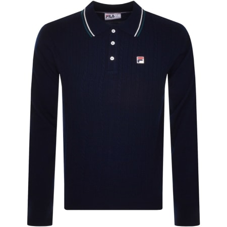 Product Image for Fila Vintage Cable Knit Long Sleeve Polo Navy