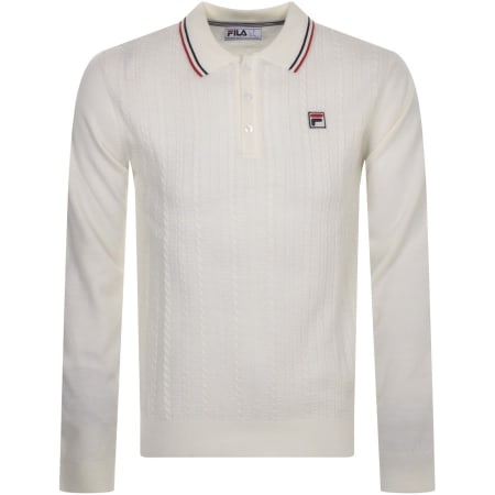 Product Image for Fila Vintage Cable Knit Long Sleeve Polo Cream
