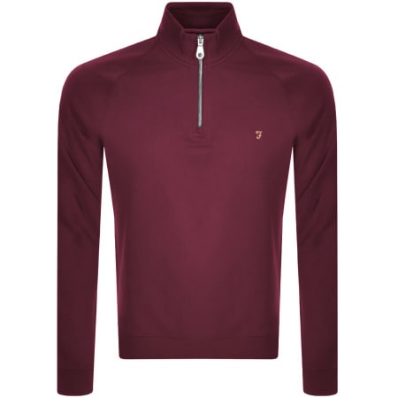 Product Image for Farah Vintage Jim Half Zip Sweatshirt Red