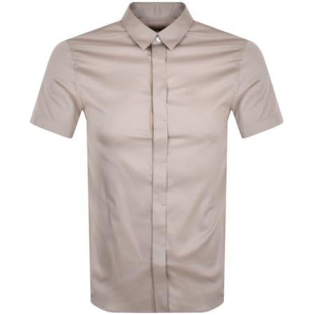 Product Image for Armani Exchange Slim Fit Short Sleeved Shirt Beige
