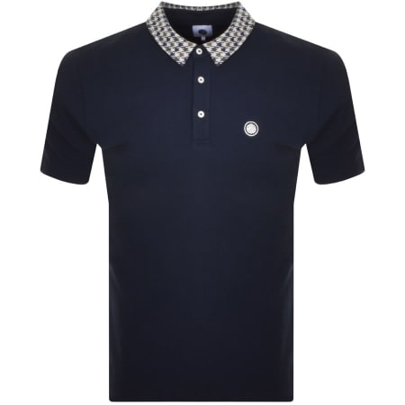 Product Image for Pretty Green Houndstooth Collar Polo T Shirt Navy