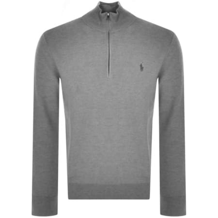 Product Image for Ralph Lauren Half Zip Waffle Knit Jumper Grey