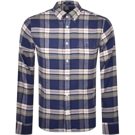 Product Image for Gant Long Sleeved Flannel Check Shirt Blue