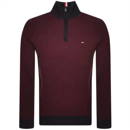 Product Image for Tommy Hilfiger 2 Tone Zip Jumper Burgundy