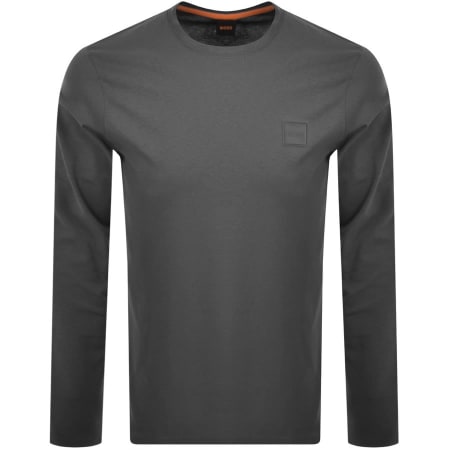Product Image for BOSS Tacks Long Sleeve Logo T Shirt Grey
