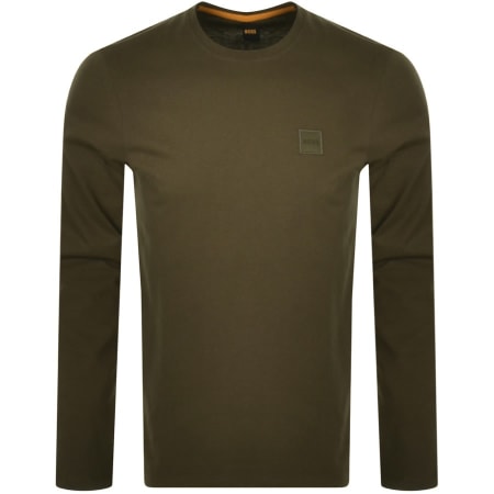 Product Image for BOSS Tacks Long Sleeve Logo T Shirt Khaki