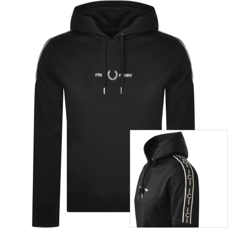 Product Image for Fred Perry Tape Sleeve Logo Hoodie Black