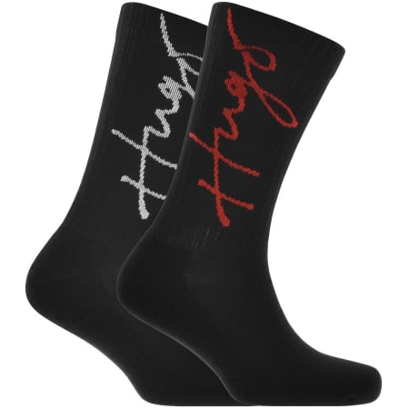 Product Image for HUGO 2 Pack Logo Socks Black