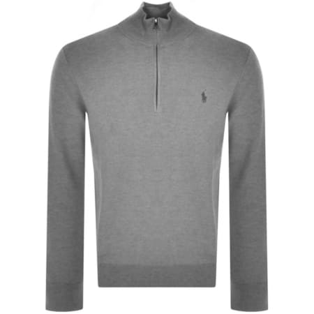 Product Image for Ralph Lauren Half Zip Waffle Knit Jumper Grey