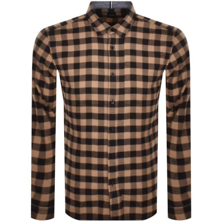 Product Image for BOSS Liam 53P Long Sleeve Check Shirt Beige