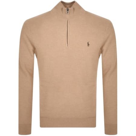 Product Image for Ralph Lauren Half Zip Waffle Knit Jumper Beige