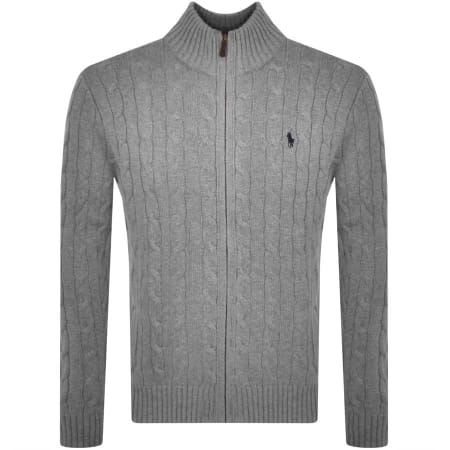 Product Image for Ralph Lauren Full Zip Knit Jumper Grey