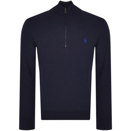 Product Image for Ralph Lauren Half Zip Waffle Knit Jumper Navy
